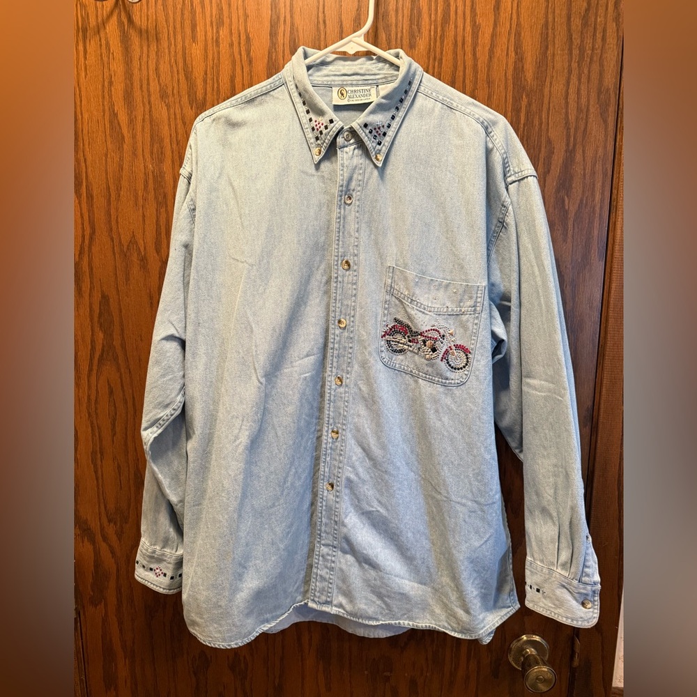 Women's Christine Alexander Motorcycle Bedazzled Shirt